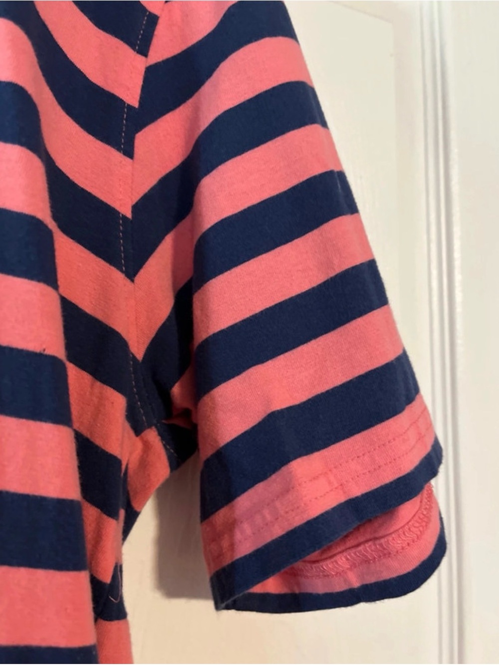 Simply Southern Coral & Navy Striped Polo - Picture 6 of 7